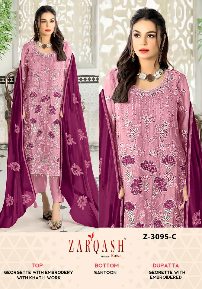 Z 3095 Zarqash Embroidery Georgette Pakistani Suits Exporters In India